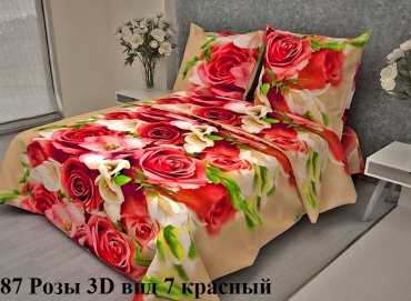 КПБ Сем Розы 3D красный 